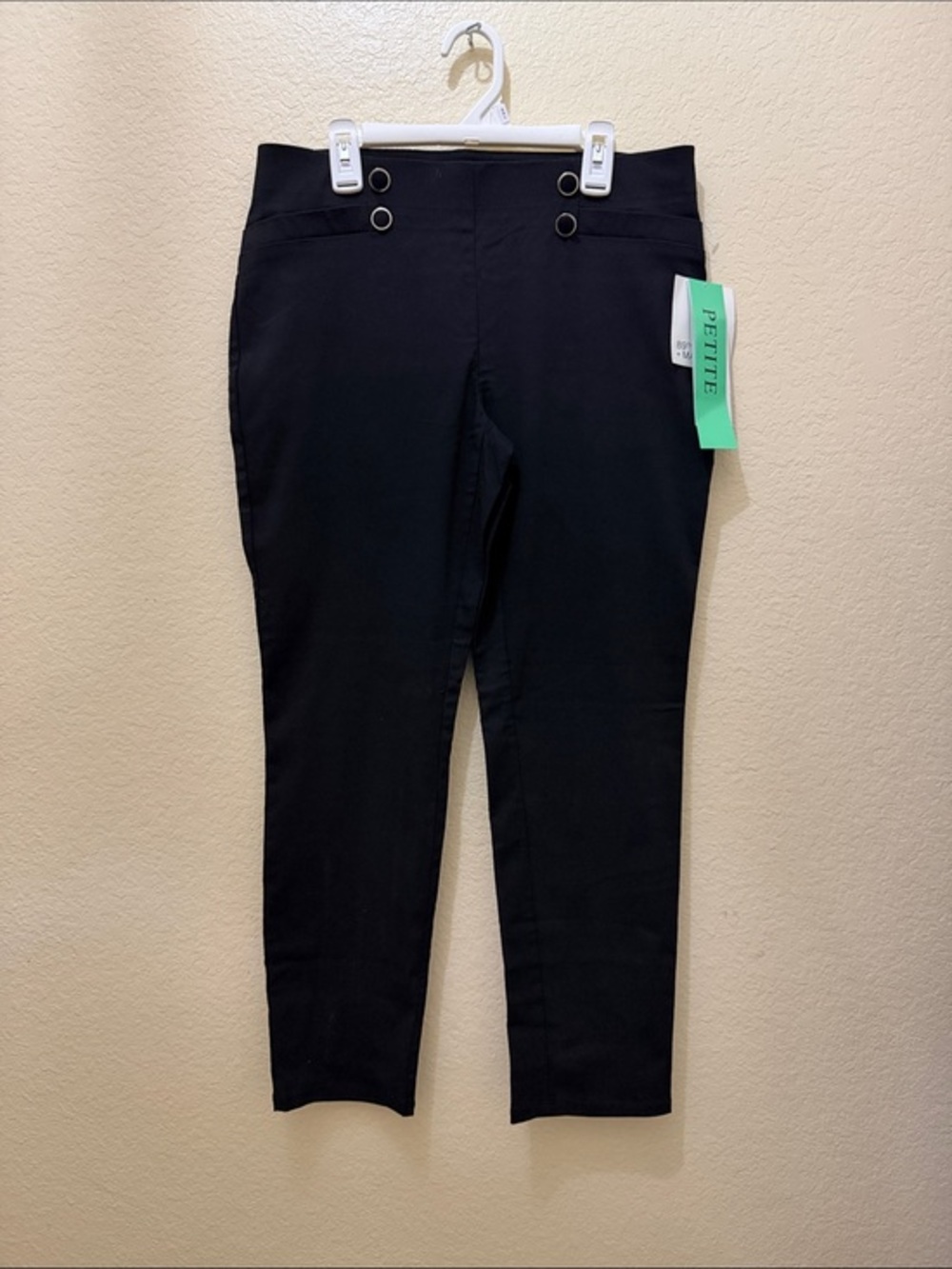 89th & Madison Black Petite Sailor-Style Ankle Pants